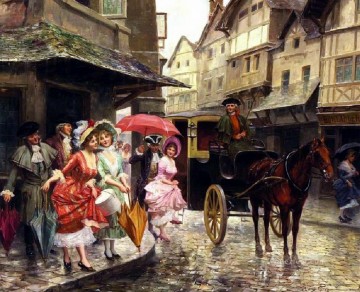  Dynasty Oil Painting - Ladies Carriage Spain Bourbon Dynasty Mariano Alonso Perez